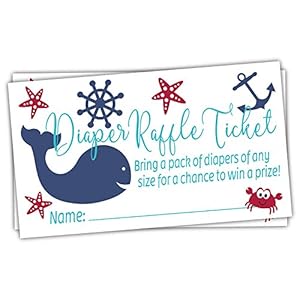 Nautical Diaper Raffle Tickets (50 Count) – Under the Sea Baby Shower Game