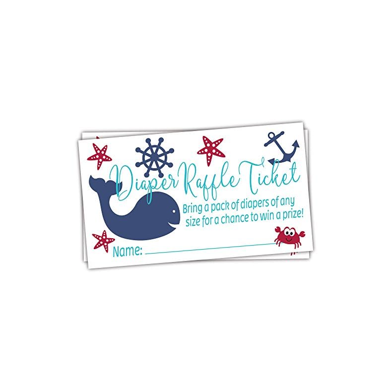 Nautical Diaper Raffle Tickets (50 Count) – Under the Sea Baby Shower Game