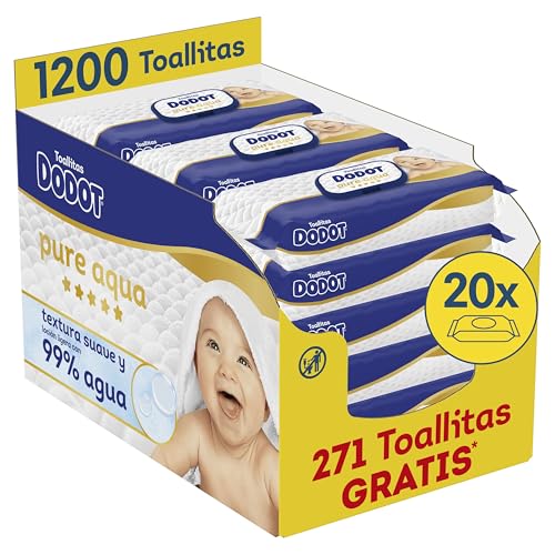 Pure Aqua Nuevo Toallitas con Textura para Bebé, 20 Paquetes de 60 Unidades = 1200 Toallitas, Textura Suave y Loción con 99% de Agua