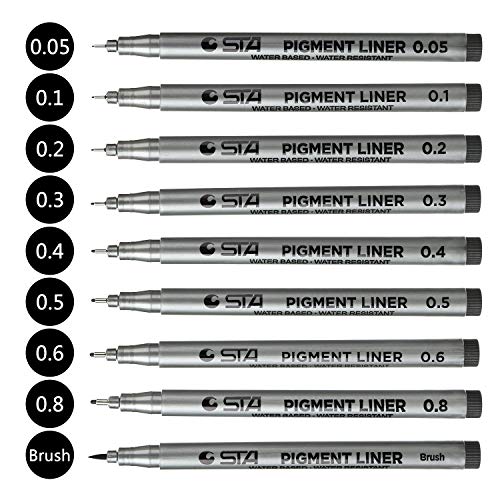 [9 Packs] Browill Fineliner Pens, Micro-line Writing Drawing Markers With Waterproof Archival Ink 9 Tips For Sketching, Anime, Artist Illustration, Signature, Office Documents, Scrapbooking Black - Thumbnail 7