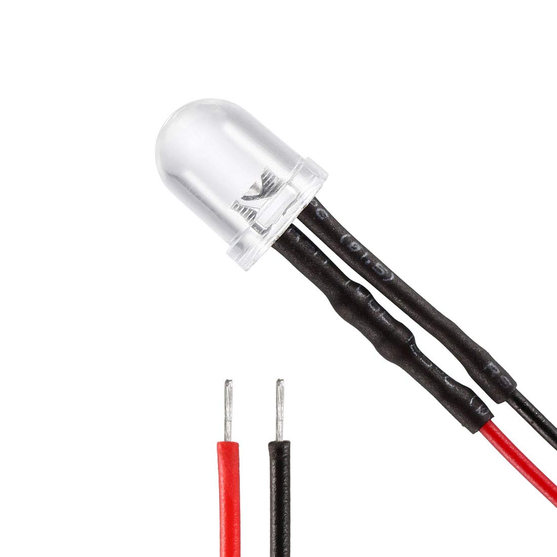 sourcing map 10Pcs 8mm Pre Wired LED, Blue DC6-12V Clear Lens, Light Emitting Diodes