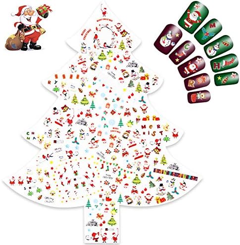 12 Sheets Christmas Nail Art stickers DIY Nail Salon Nail Art Decal for Women Girls Kids Christmas New Year Theme Santa Reindeer Snowflakes Snowman Socks Bell