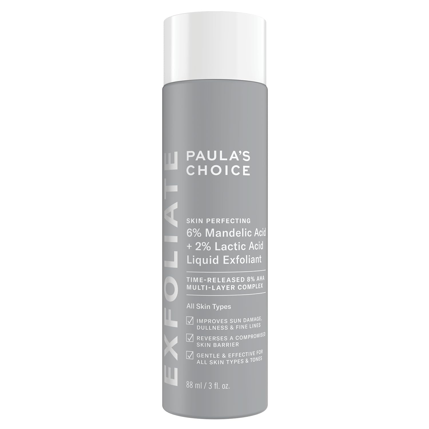 Paula's Choice SKIN PERFECTING 6% Mandelic Acid + 2% Lactic Acid AHA - AHA Exfoliant - Visibly Reduces Fine Lines and Wrinkles - with Yarrow Extract- All Skin Types - 88 ml