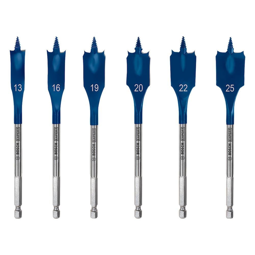 Bosch 6x EXPERT Self Cut Speed Spade Drill Bit Set (for Softwood, Particleboard, Ø 13-25 mm, Professional Accessory Rotary Drill/Drivers)