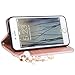 iPhone 6 Case, iPhone 6S Case, CinoCase Luxury 3D Bling Crystal Shiny Rhinestone Wallet Leather Purse Flip Card Pouch Stand Cover Case with Lovely Heart Pendant for iPhone 6 6S (Rose Gold)