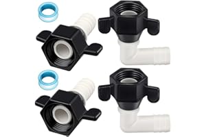 Barb Elbow And Straight Swivel Adapter, 1/2 In X 14 NPT X 1/2 In Set For RV Water Pump Fittings, Nylon Construction, Includes