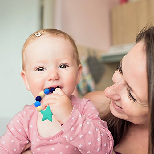Vizbrite Teether Ring for Baby Infant and Toddler Soft hygienic silicone toys, Grade Silicone Eco Friendly BPA Free & Freezer Safe- Sore Gums Pain Relief ( Blue ) - Thumbnail 2