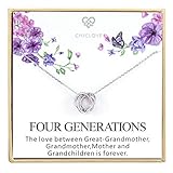 Four Generations Necklace for Great Grandmother - Sterling Silver Four Circles Generation Necklace Gifts for Great Grandma (Four Generation Necklace)
