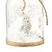Hanging Glass Christmas Ornaments with Steel Handles, White and Silver (2.3 x 2.3 x 4 in, 3 Pack)