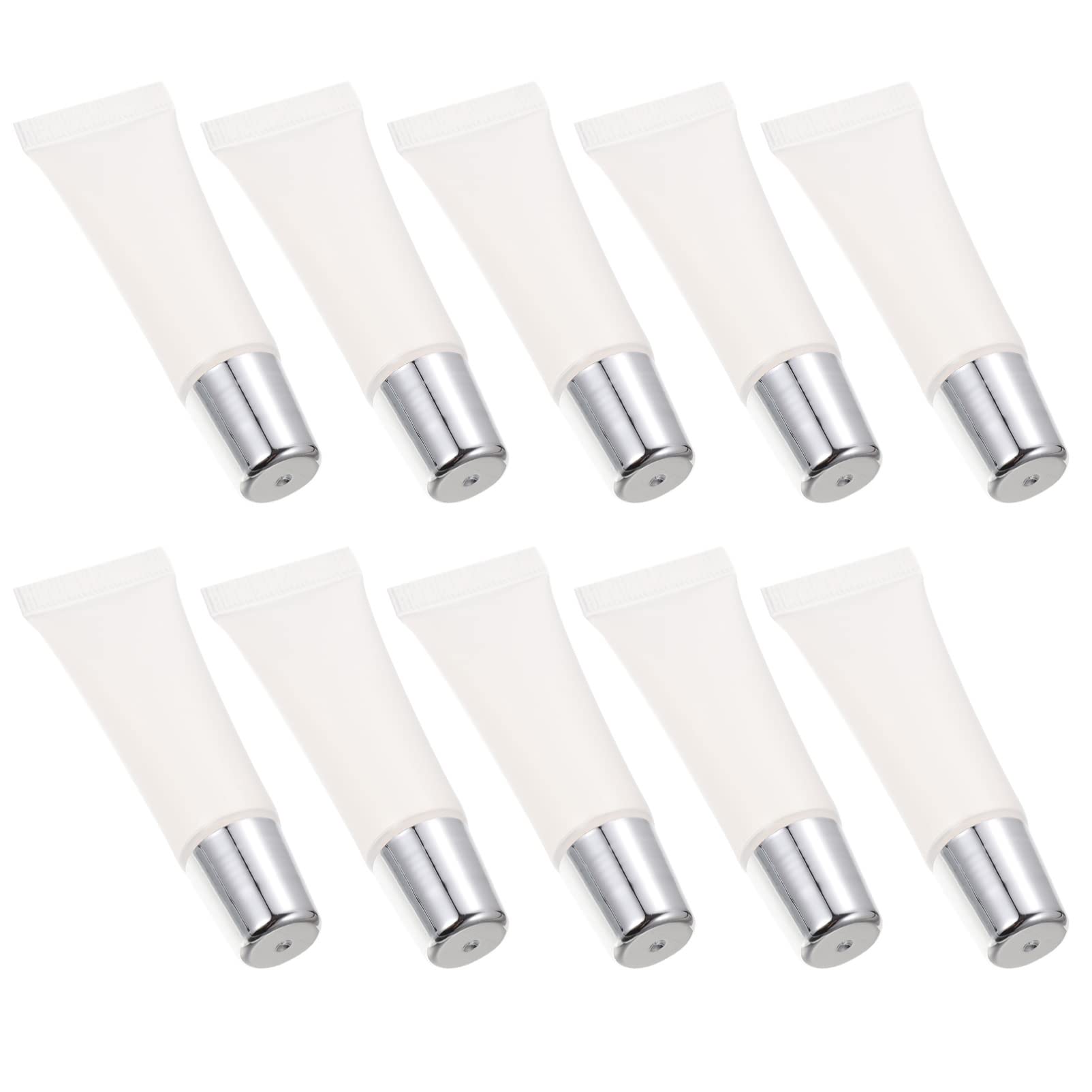 FRCOLOR Empty Lip Gloss Containers for DIY, 10ml Refillable Tubes Lip Gloss Balm Tubes Empty Tubes with Lid, 10pcs (Silver)