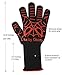 Fire Resistant Gloves Fire Pit 932°F Heat Resistant - BBQ Gloves for Barbecue Kitchen Outodor Cooking Baking Fireplace Accessories with 2 Free Mini Oven Mitts (One Size, Black/Red)