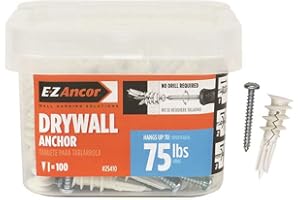 E-Z Ancor 25410 Twist-N-Lock 75 lbs. #8 x 1-5/8 in. Medium Duty Drywall Anchors - pack of 100