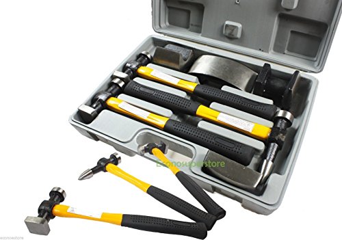 7pc Fiberglass Auto Body Repair Tools Fender Tool Kit Hammer Dolly Dent Bender