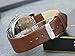 Men'S Black Round Dial Clock Leather Strap Quartz Wrist Watch(Brown)