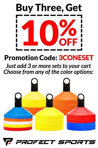 image for Profect Sports Pro Disc Cones (Set of 50) - Agility Soccer Cones with 