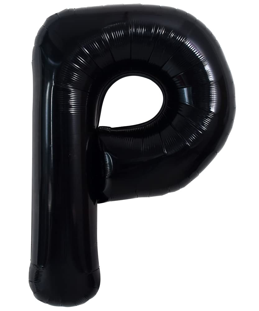 TONIFUL 40 Inch Black P Letter Jumbo Helium Balloons, Foil Mylar Big Alphabet Balloons for Birthday Party, Anniversary, Valentine's Day