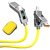 USB C to C Cable 5ft Chubby Silicone 4 in 1 USB C Charging Cable with LED Display and EVA Case Type C Charger Fast Charging Cord & Data Sync,for Phone17 16 15 14 13 12Mac,Galaxy S25 S24 S23 S22