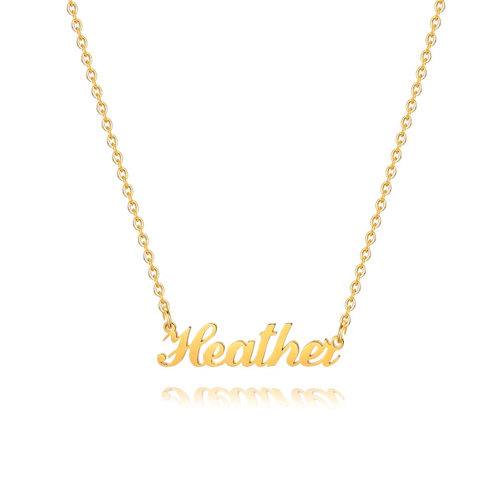 Plate Heather Name Necklace - 18K Gold Filled