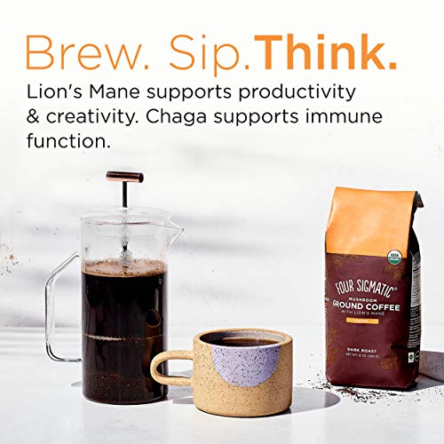 Four Sigmatic Mushroom Ground Coffee, Lion's Mane, 12 Ounce Uptime Coffee