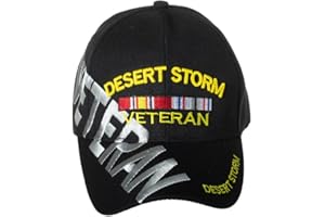 WINGLOV Desert Storm Veteran Baseball Cap BLACK Hat U.S. Army Air Force Marines Navy