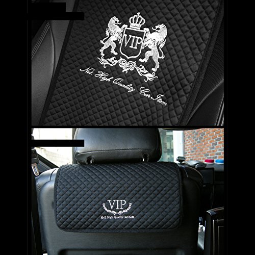 VIP Premium Black Car Seat Covers Mat Lion Silver Stitch Logo for All Motors Auto Vehicle Seatcover (1pack) - Thumbnail 4