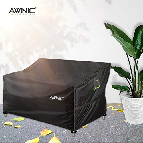 Awnic Bank Abdeckung Schutzhülle für Gartenbank 3 Sitzer Reißfest Wasserdicht Anti-UV (reißfestes Oxfordgewebe, 2-Sitzer Bank 420D) – Bild 3