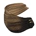 Googoo Remy Hair Extensions Clip in Human Hair Extensions Ombre Dark Brown #2 Fading to Color #6 Light Brown #18 Ash Blonde Natural Clip in Extensions Balayage Hair Extensions 7pcs 120g 16inch