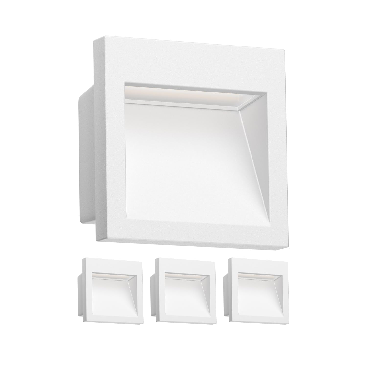 ledscom.de 4 LED recessed wall Light NOLA, Downlight for Outdoors, IP54 matt, 90 x 90mm, Warm White