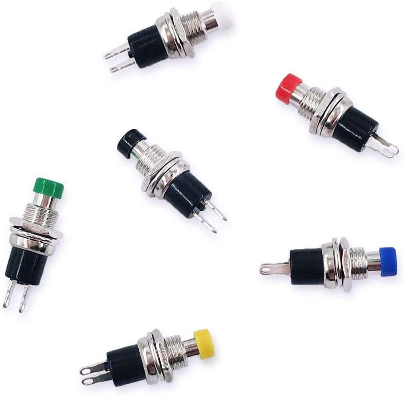 Jabinco 6Pcs1A 250V AC 2 Pins SPST Momentary Mini Push Button Switch Normal Open