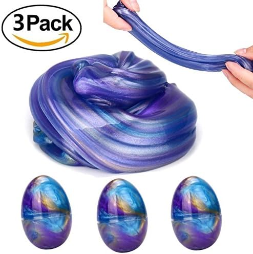 Galaxy Fluffy Slime, 3 Pack Soft Egg Slime Non-Toxic Colorful Mud slime Stress Relief DIY Toys for Kids Adult Slow rebound toys