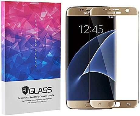 ProChosen Galaxy S7 Edge Screen Protector [Full Coverage], HD Clear Anti-Bubble Tempered Glass Screen Protector for Samsung Galaxy S7 Edge - Gold