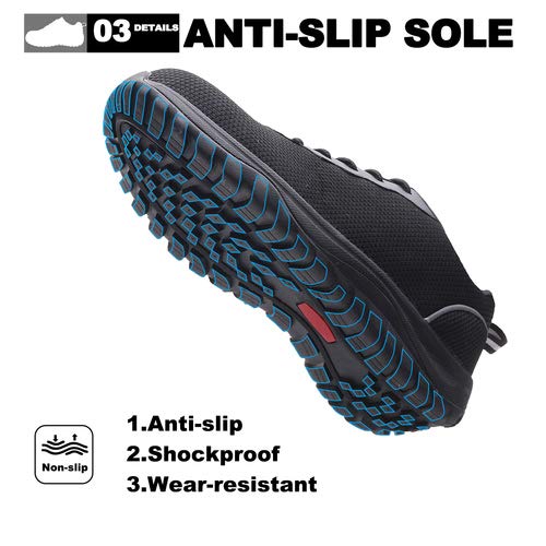 EXEBLUE Men\'s Safety Shoes Work Steel Toe Protective Shoes - Industrial & Construction Shoes Mesh Breathable Reflective Strip Black