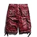 OCHENTA Men's Cotton Casual Multi Pockets Camo Cargo Shorts #3230 Wine red camo 40
