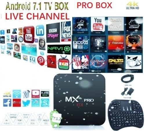 [2018 New Arrive] Pro Box Latest plugin use USA version KD 17.6 Android 7.1 MX PRO TV Box Streaming Media Player 4K/64Bit/3D with mini keyboard
