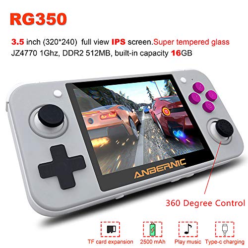 DREAMHAX RG350 Handheld Game Console with 3.5 Inch IPS Screen Preload 10000 Games Opendingux System, Video Games with 4770 Dual 1GHz / DDR2 512M / 16G + 32G, Gameboy Gifts for Kids (Gray) - Thumbnail 3