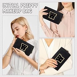 Small Travel Initial Preppy Patch Makeup Bag, Cute