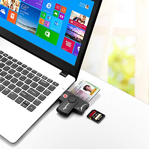 DOD Military USB CAC Smart Card Reader, Rocketek USB Smart Card Reader Compatible with Windows