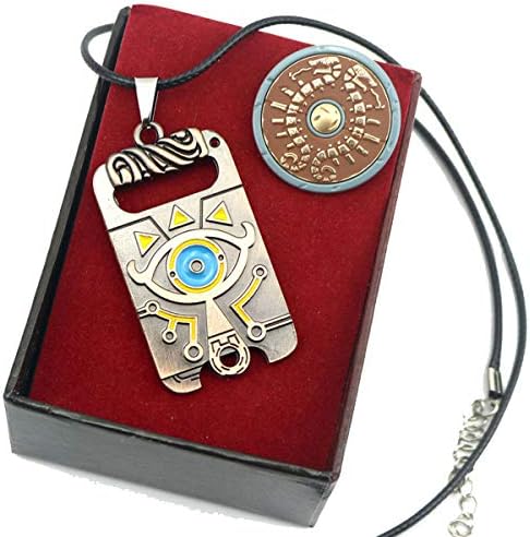 Onlyfo The Legend of Zelda: Breath of The Wild Shield Pendant Necklace Brooch Jewelry Sets,The Legend of Zelda Jewelry Sets for Boys, Girls (Coppery)
