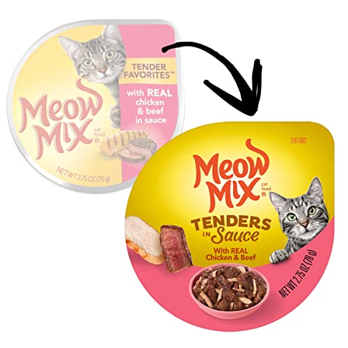 Meow Mix Tender Favorites Wet Cat Food, Chicken & Beef, 2.75 Ounce Cup