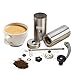 MERCIER Manual Coffee Bean Grinder with Silicone Easy Grip - Adjustable Ceramic Conical Burr - Aeropress Compatible - Includes carrying Pouch and Stainless Spoon