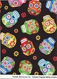 Timeless Treasures Fabric Fun Cantina Skull Fabric GM-C 1847 ~ HALF YARD ~ Fun Folk Art Sugar Skulls Skull Tattoo Quilt Fabric 100% Cotton 45