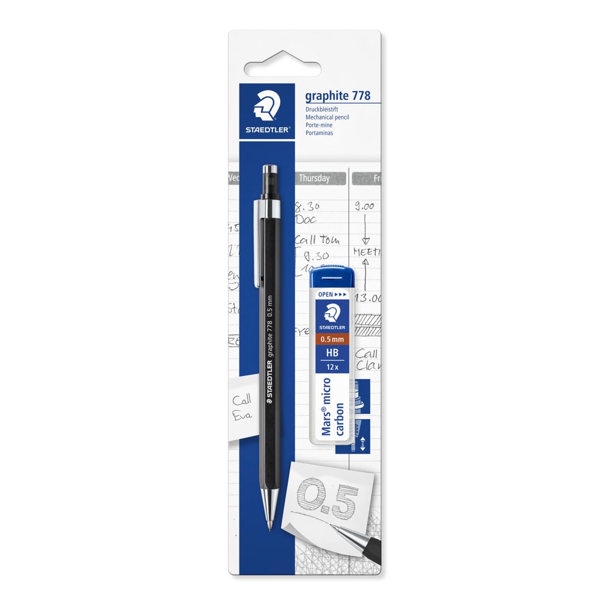 STAEDTLER 7785ABK25D Graphite Mechanical Pencil 778 0.5mm Pack of 1 + Refill Leads