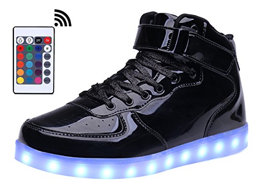 MOHEM ShinyNight High Top LED Shoes Light Up USB Charging Flashing Sneakers(1687003ShiningBlack39)