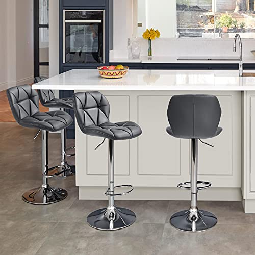Yaheetech Bar Stools Set of 4 Adjustable PU Leather 360°Swivel Count