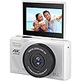 64MP Digital Camera for Photography and Video: 4K Vlogging Camera for YouTube with 3'' Flip Screen and 32GB TF Card, 16X Zoom Digital Camera for Gift (White)