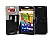 i-UniK Alcatel A30 Kickstand Flip Cover with Card/ID Holder Phone Wallet Case (Black)
