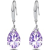Silver Dangle Earring 14k White Gold Plated 925 Sterling Silver 12mm Pear Shape Naked Drill Crystal Drop Earrings For Women