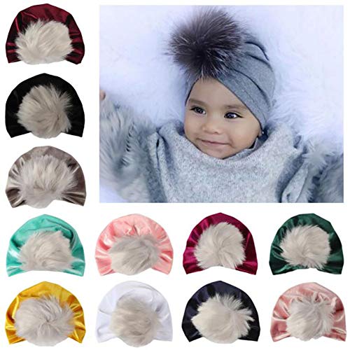 Udolove Baby Headband Set- Girl Soft Turban Knot Rabbit Headwrap Hospital Hat (11pcs Velvet Hairball Set) - Thumbnail 6
