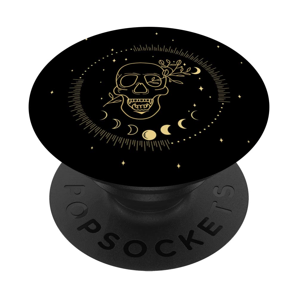 Aesthetic Moon Phases Astrology Flower Celestial Skull PopSockets Swappable PopGrip