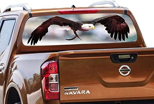Gold Fish Decals Rear Window Perforated See Thru Graphic Eagle 1 Decal Sticker Compatible with Nissan Navara NP300